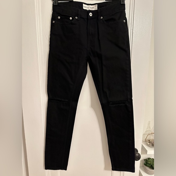 TOPMAN black jeans with knee rips - Picture 1 of 3